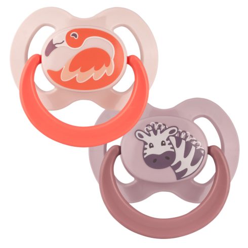 Baby-Nova szilikon fogszabályzós cumi 6-18 hó 2db/csom.- flamingó/zebra 