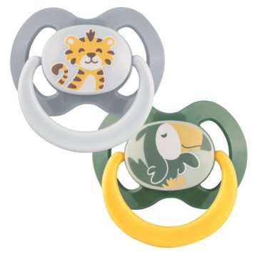   Baby-Nova szilikon fogszabályzós cumi 6-18 hó 2db/csom.- tigris/tukán 