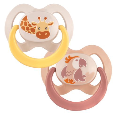 Baby-Nova szilikon fogszabályzós cumi 6-18 hó 2db/csom.- zsiráf/papagáj  
