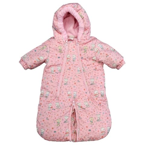 Mintás vízlepergetős, kapucnis bélelt bébizsák, overál (68-74) - mosómedve