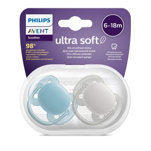 Philips AVENT SCF091/17 Ultra soft Premium Játszócumi 6-18hó neutral fiús, 2 db