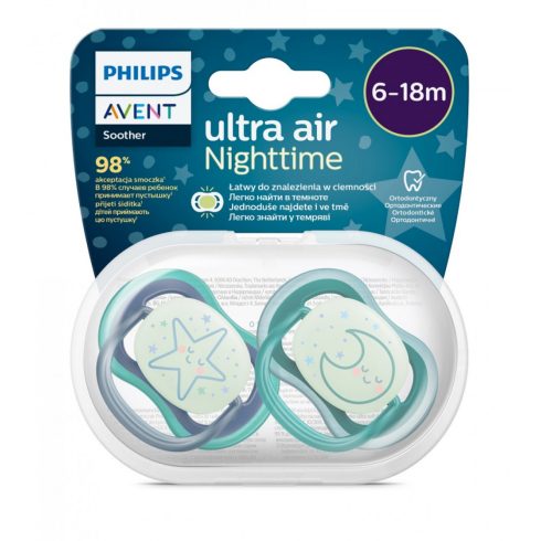 Philips AVENT SCF376/13  Ultra air Nighttime játszócumi 6-18 hó  - fiús mintás 