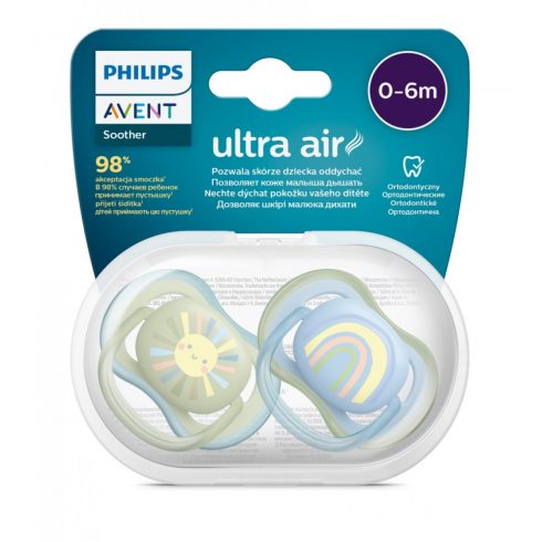 Philips AVENT SCF085/58 Ultra air játszócumi 0-6hó mintás fiús, 2 db
