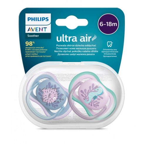 Philips AVENT SCF085/61 Ultra air játszócumi 6-18hó lányos mintás, 2 db