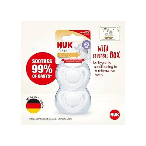 NUK Star szilikon játszó és altatócumi (2 db) 0-2 hó fiús