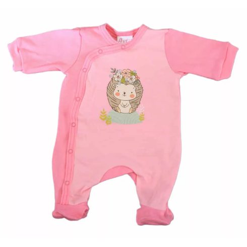 Vékony pamut hosszú ujjú elöl patentos rugdalózó Sünis mintával (44) 