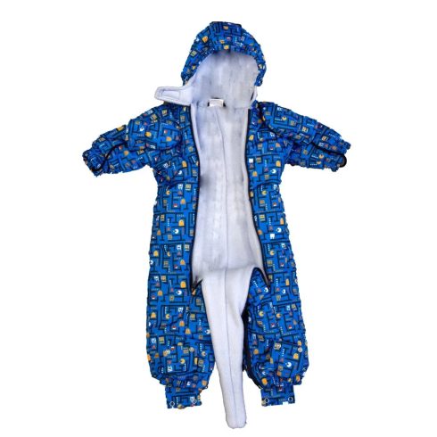 Mintás vízlepergetős, kapucnis bélelt overál kesztyűvel  (68-74)