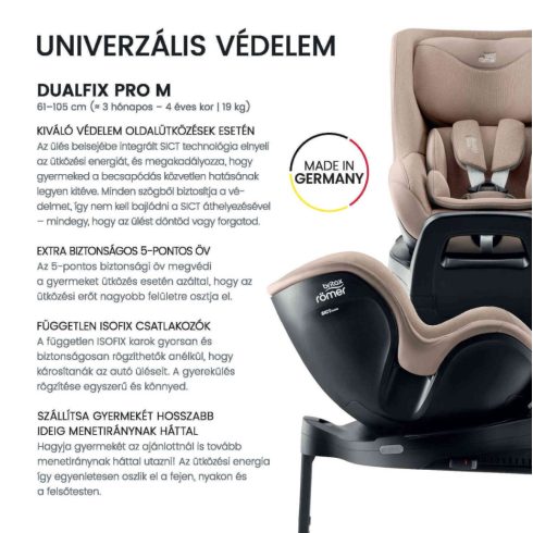Britax Römer Dualfix Pro M Style 360°-ban forgatható autósülés 61-105 cm - Teak