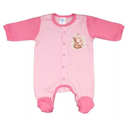 Vékony, pamut, elöl patentos kislány rugdalózó Macis mintával (44) 