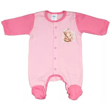   Vékony, pamut, elöl patentos kislány rugdalózó Macis mintával (62)