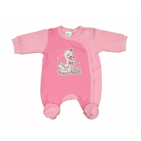 Vékony, pamut, elöl patentos kislány rugdalózó Hattyú mintával  (68)