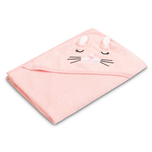 Kapucnis fürdőlepedő 100*100 cm - rózsaszín nyuszi 