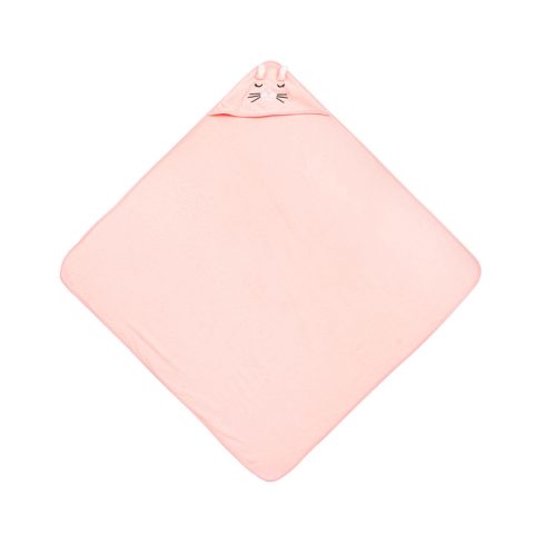 Kapucnis fürdőlepedő 100*100 cm - rózsaszín nyuszi 