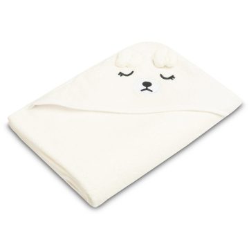 Kapucnis fürdőlepedő 100*100 cm - fehér maci