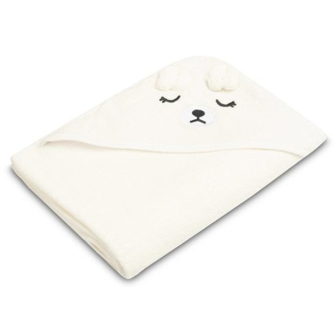 Kapucnis fürdőlepedő 100*100 cm - fehér maci