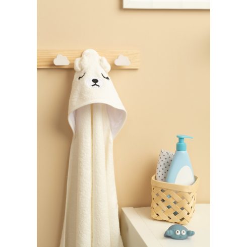 Kapucnis fürdőlepedő 100*100 cm - fehér maci