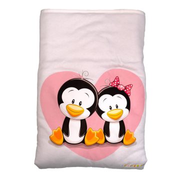   Babastar Pamut bélelt babatakaró 70x90cm - Pingvinpár fehér 
