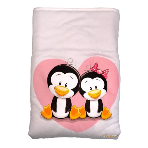 Babastar Pamut bélelt babatakaró 70x90cm - Pingvinpár fehér 