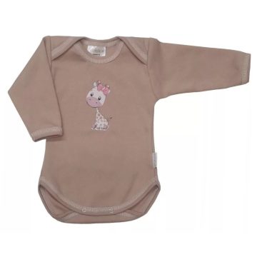   Babastar hosszú ujjú pamut body (68) Zsiráf It's a girl! mogyoró 
