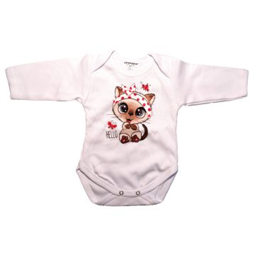 Babastar hosszú ujjú pamut body (56) Cica pillangóval 