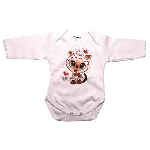 Babastar hosszú ujjú pamut body (56) Cica pillangóval 