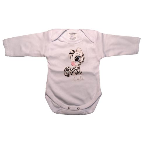 Babastar hosszú ujjú pamut body (56) Zebra 