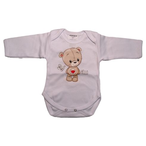 Babastar hosszú ujjú pamut body (50) Szívecskés maci 