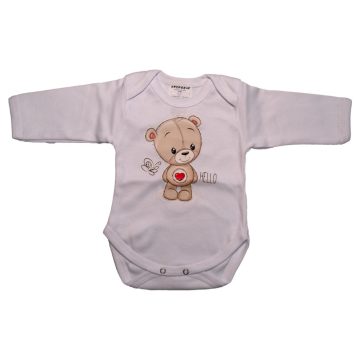 Babastar hosszú ujjú pamut body (56) Szívecskés maci 