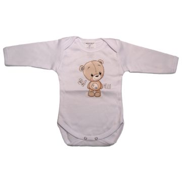 Babastar hosszú ujjú pamut body (56) Maci és pillangó 