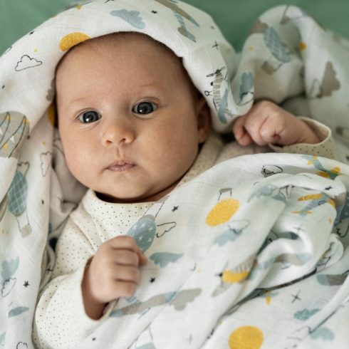 Bambusz muszlin 3db-os pelenka 68 x 68 cm - Moussy Grey Planes