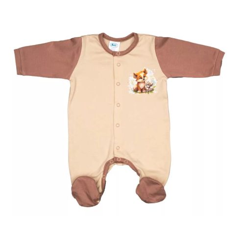 Vékony, pamut, elöl patentos rugdalózó Kisróka mintával  (62)