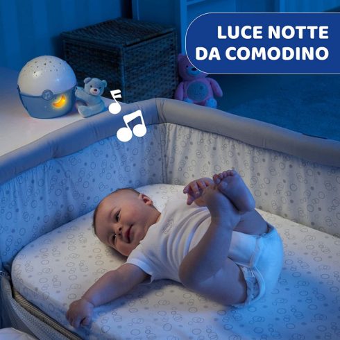 Chicco NEXT2 STARS babaágyra rögzíthető projektor plüss macival - kék