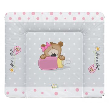   Babastar puha pelenkázó lap 85*75 cm - It's a girl ! maci cumisüveg szürke 