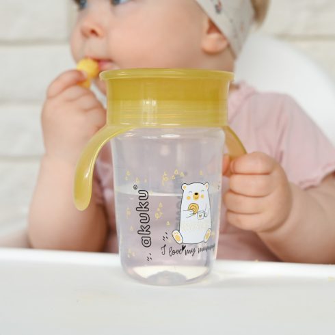 Akuku Non-Spill Cup 9+ varázslatos pohár 240ml - sárga 