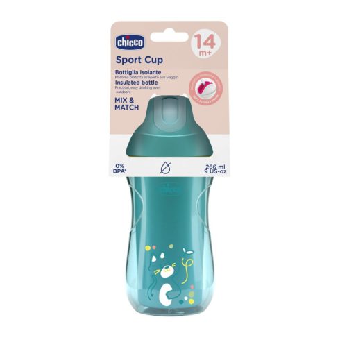 Chicco Sport Cup duplafalú, szívószálas itatókulacs 14m+ cica