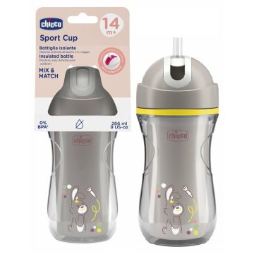   Chicco Sport Cup duplafalú, szívószálas itatókulacs 14m+ nyuszi 