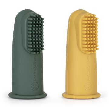   P&M Szilikon ujjra húzható ínymasszírozó,fogkefe szett Ochre&Green 2 db 0m+