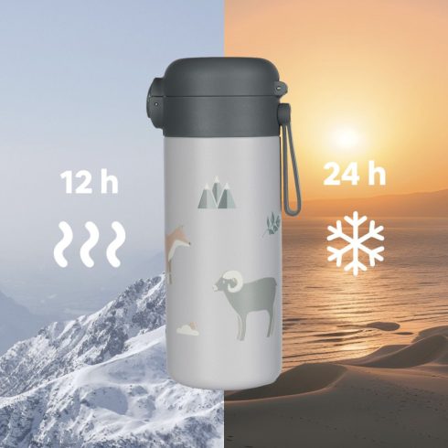 Zopa 350 ml-es termosz szívószállal és szilikon fogantyúval - Mountains