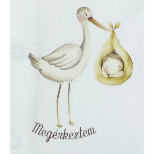 Hosszú ujjú pamut rugdalózó, gólyás mintával (50)