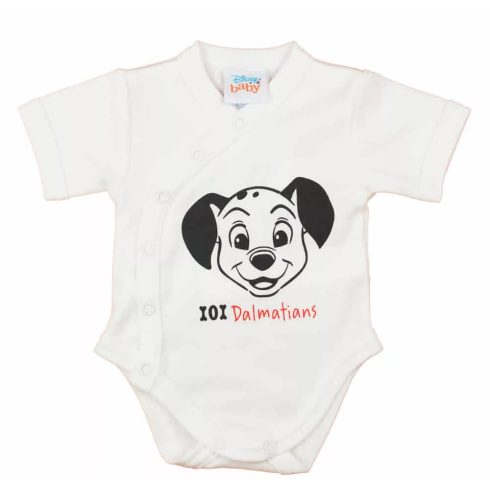 Rövid ujjú elöl patentos kisfiú body 101 kiskutya mintával  (50) - fehér