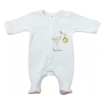 Hosszú ujjú pamut rugdalózó, gólyás mintával (56)