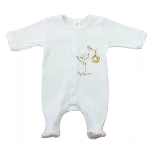 Hosszú ujjú pamut rugdalózó, gólyás mintával (56)