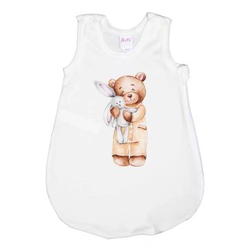   Ujjatlan pamut hálózsák Macis mintával 1 TOG fehér  (74)