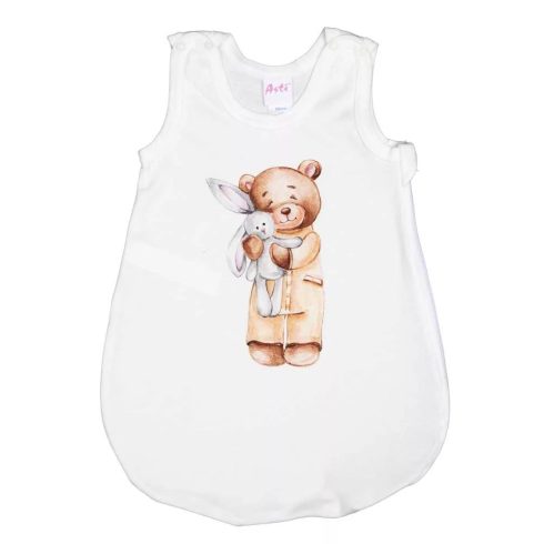 Ujjatlan pamut hálózsák Macis mintával 1 TOG fehér  (74)