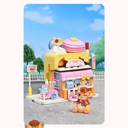 QMAN® K28006 Keeppley készségfejlesztő építőjáték lányoknak 364 db építőkocka - Vörös macska cukrászdája