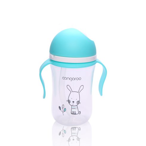 Cangaroo Cup Bunny szívószálas pohár 300 ml 6hó+  kék