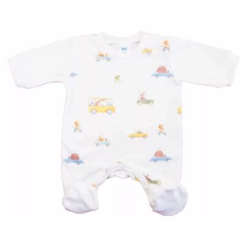 Hosszú ujjú pamut rugdalózó, Autós mintával (50)