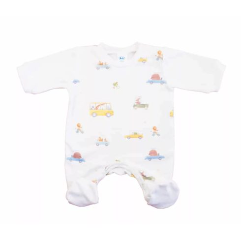 Hosszú ujjú pamut rugdalózó, Autós mintával (50)