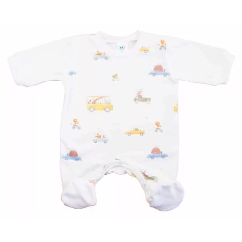 Hosszú ujjú pamut rugdalózó, Autós mintával (56)