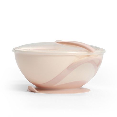 BabyOno tapadós fedeles tányér kanállal - rózsaszín 